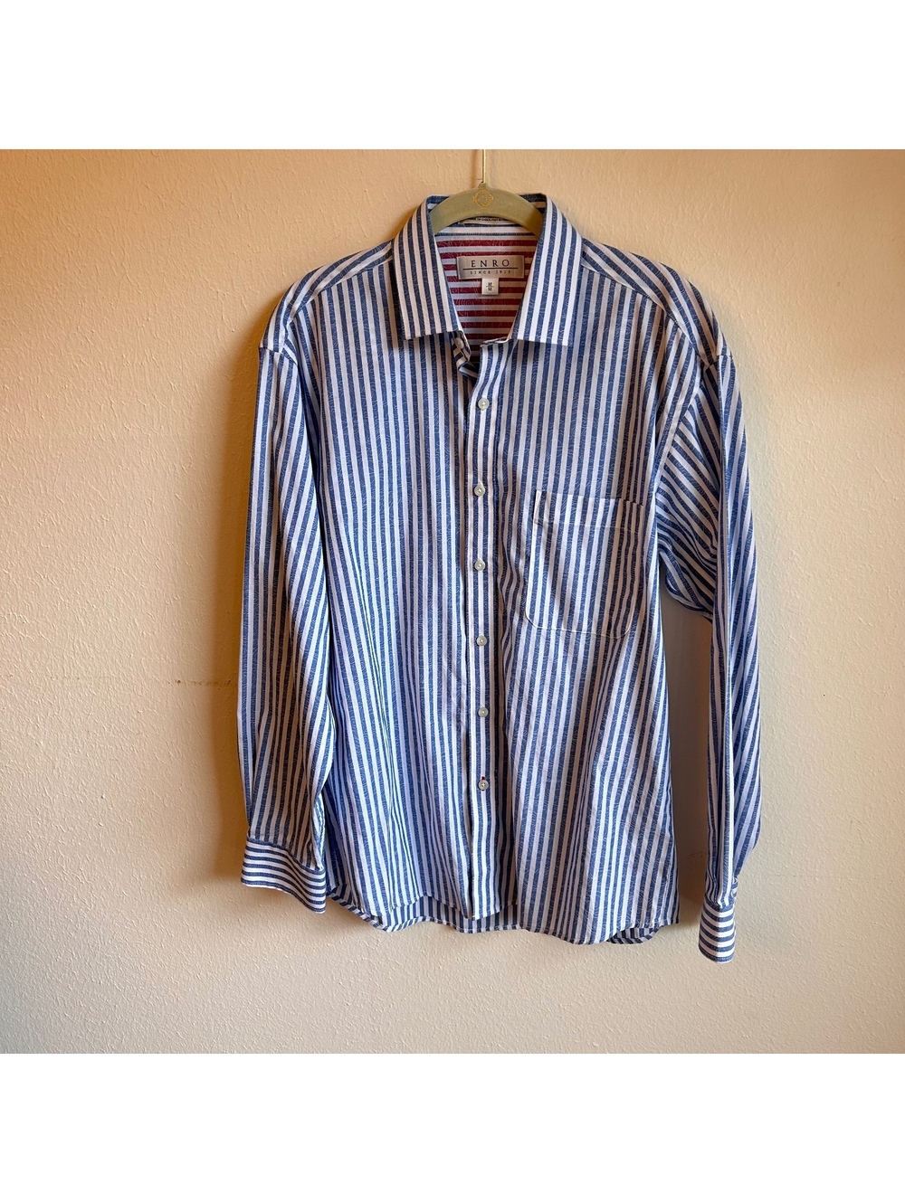 Enro blue and white striped shirt size medium